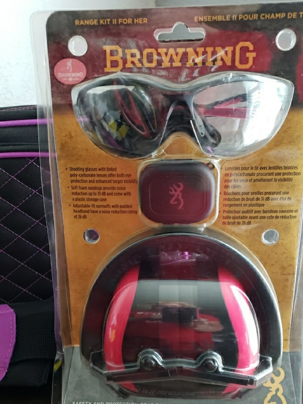 Browning Pink and Black Hearing and Eye Protection Kit